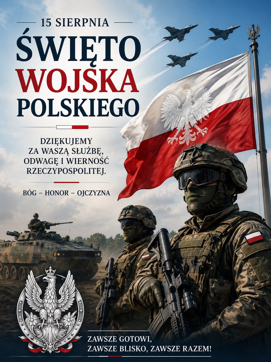 kl20000701's tweet photo. #ŚwiętoWojskaPolskiego #WojskoPolskie #15Sierpnia #Polska #BógHonorOjczyzna #DumaNarodowa #PolscyŻołnierze #SiłyZbrojneRP #Niepodległa #Patriotyzm #BiałoCzerwoni #CześćIChwała #SłużbaOjczyźnie #Pamiętamy #DziękujemyZaSłużbę https://t.co/YZ6YPMpgzl