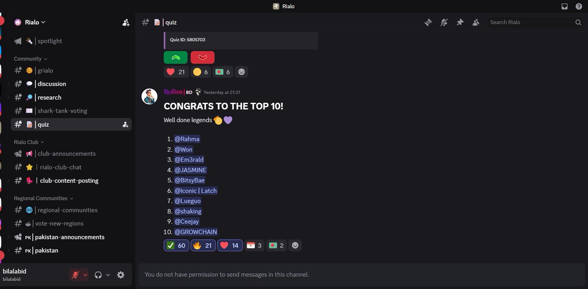 Jackson16575's tweet photo. Quiz grind paying off Congrats to everyone in the Top 10  the @RialoHQ  community keeps getting stronger. 

Consistency really matters. Keep learning, keep building, keep climbing. https://t.co/DaOyJ5dCva