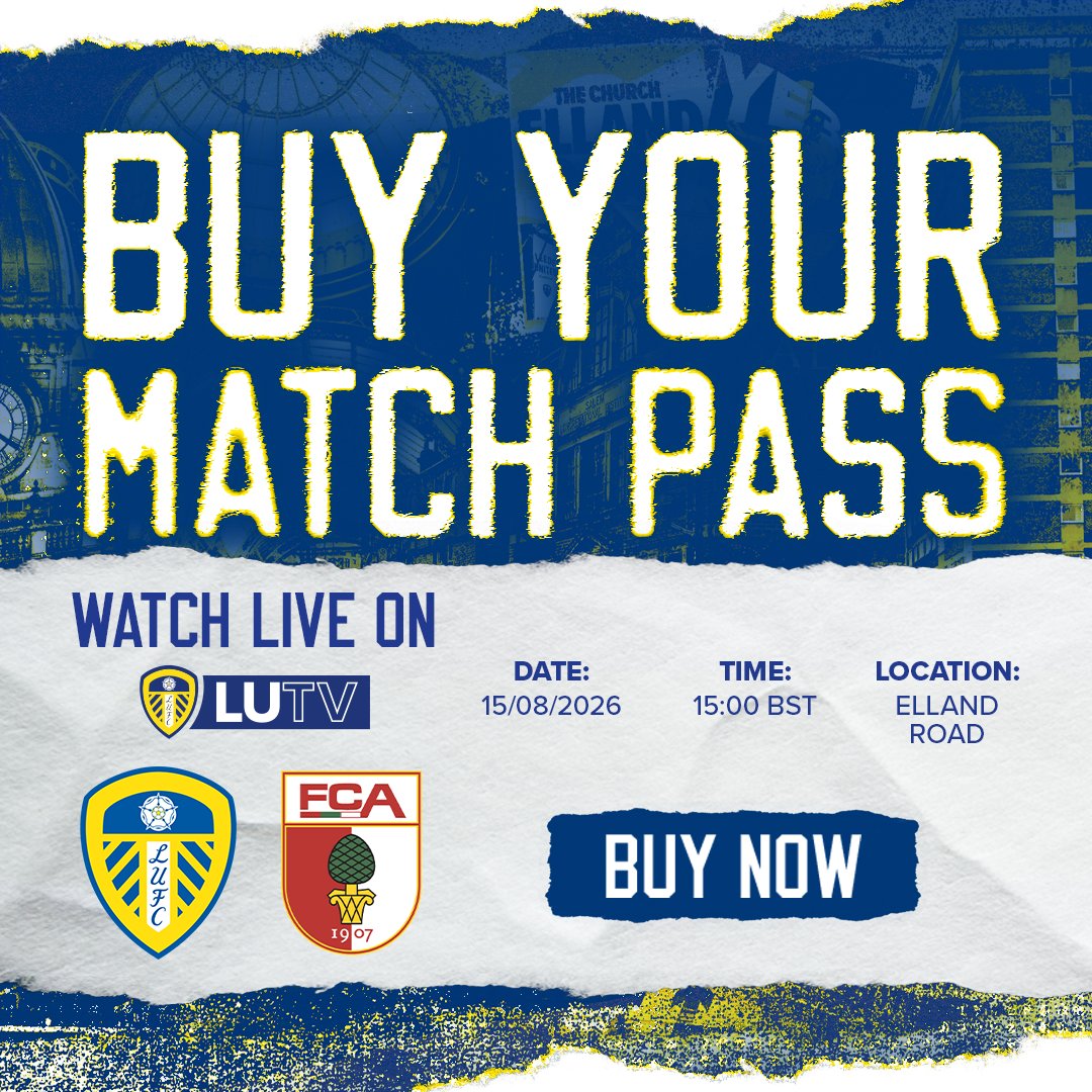 LUFC's tweet photo. 📺 Can't make it down to Elland Road today? Watch our final pre-season friendly against FC Augsburg live on LUTV!
