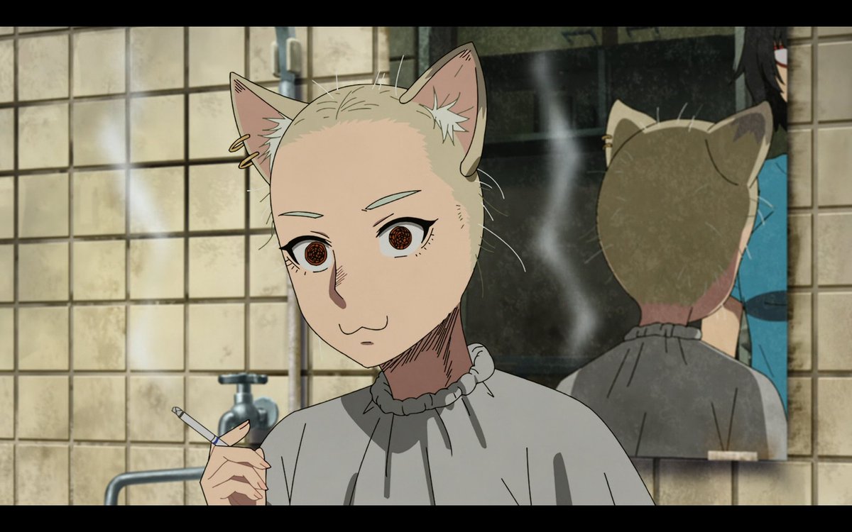bradwrites's tweet photo. Chainsmoker Cat Ep. 7 might be the most unhinged yet: Yani scares off the Nicotine Devil with her filthy room, blows up a cleaning job by lighting up, proves the smoking habit is hereditary, and the landlord’s “centaur” disaster tops it all. 😂 #ChainsmokerCat #YaniNeko https://t.co/SJuI94UG4Z