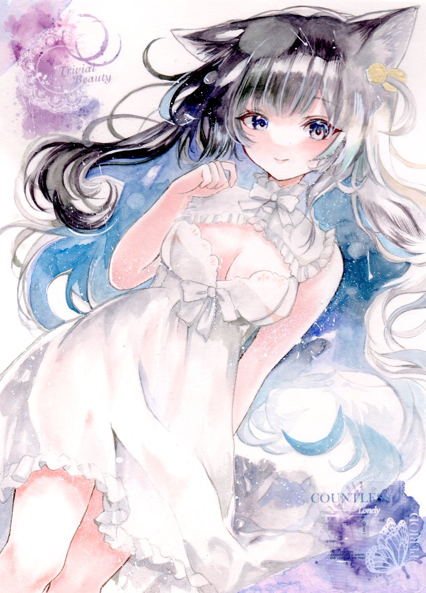 pomyu_macaron's tweet photo. 白昼夢猫(背景はシールコラージュ)
珍しく黒髪です。(半分だけですが) https://t.co/MLoglvFepg