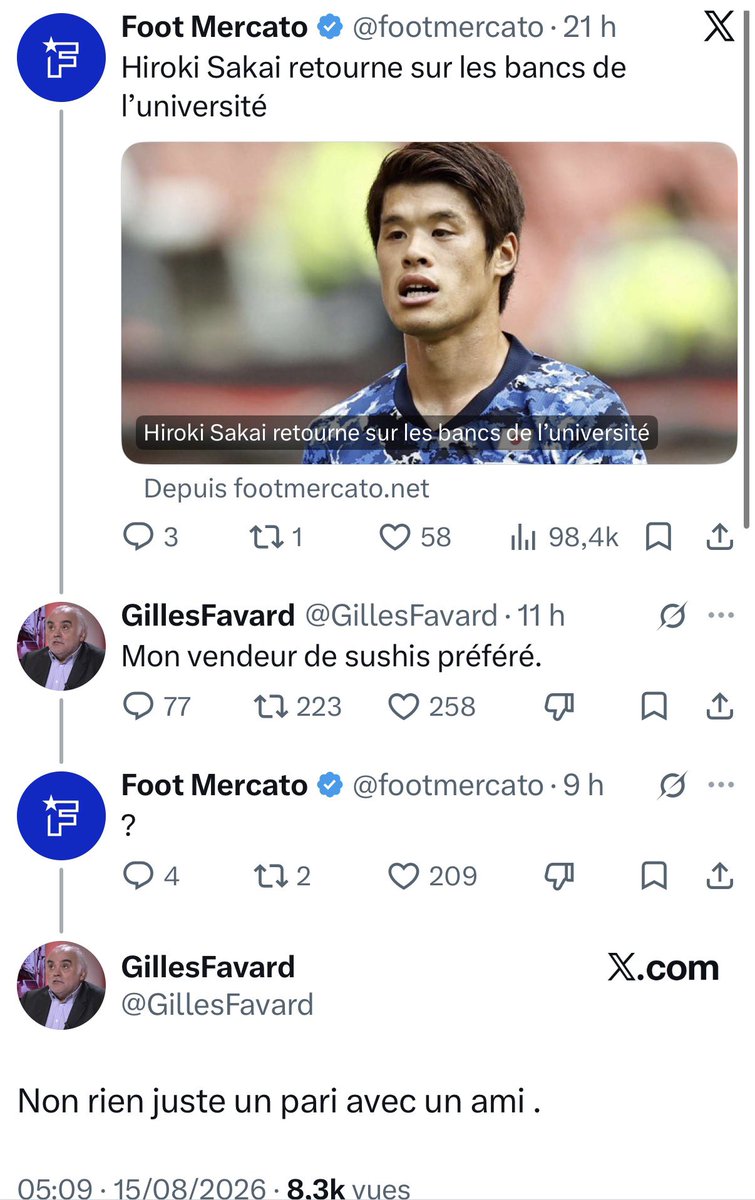 _BeFootball's tweet photo. Le commentaire de Gilles Favard sur Hiroki Sakai 🇯🇵 ! 🤢🤨 https://t.co/1NtlT5XzsN