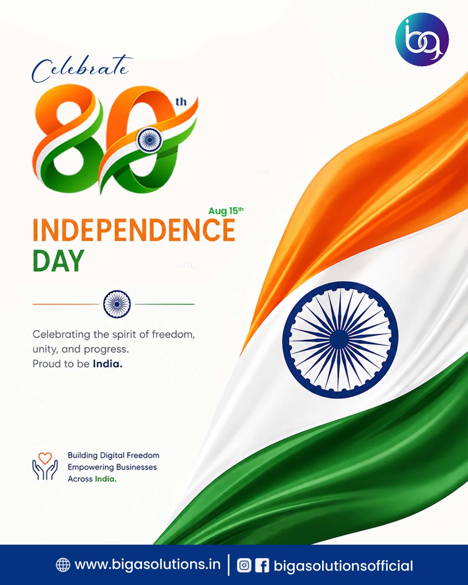 bigasolutions's tweet photo. 🇮🇳 Freedom to Dream. Freedom to Grow!

✨ Big A Solutions celebrates the spirit of freedom, unity and progress that continues to inspire a stronger India. 

📲 Dial 91 - 9894 049 978
🌐 https://t.co/6bots4GKh5

#bigasolutions #company #services #HappyIndependenceDay https://t.co/W1b9H5rOM3