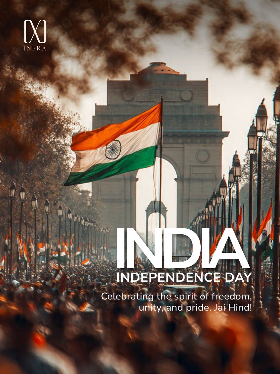 1XLInfra's tweet photo. 🇮🇳 80 years of a free nation, and the journey continues. Wishing everyone strength, togetherness, and hope on this special day 🇮🇳 

#IndiaIndependenceDay2026 #IndiaAt80 #IndependenceDay2026 #UnityInDiversity
#1XLInfra https://t.co/2y08kdCGRy