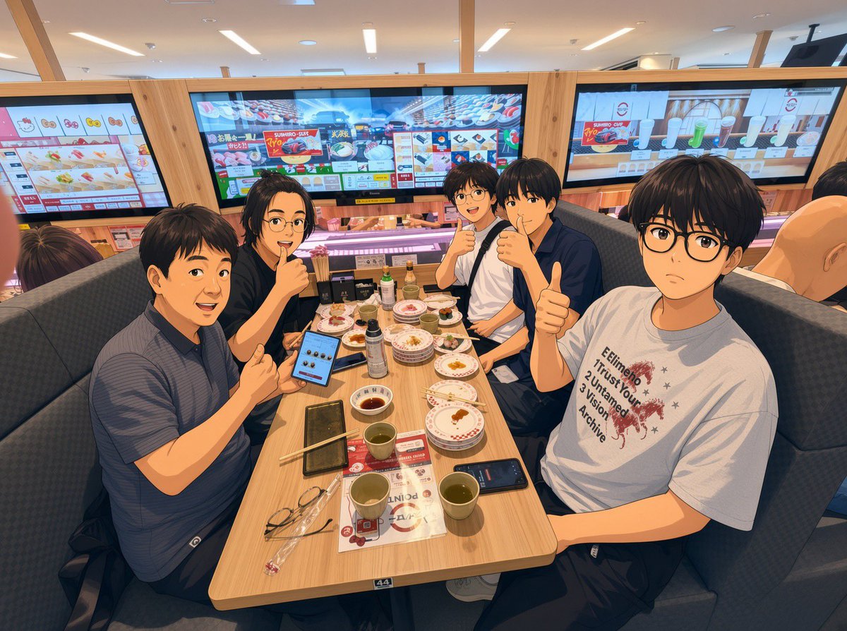 truelove2027's tweet photo. 韓国　天苑教会の成和学生たちの海外修練会を妙高で行われ、東京にて一泊するためにマイクロ🚌と荷物車にて送り。
途中、スシロー🍣にてランチ中
😊 https://t.co/YBc1BqsJGv