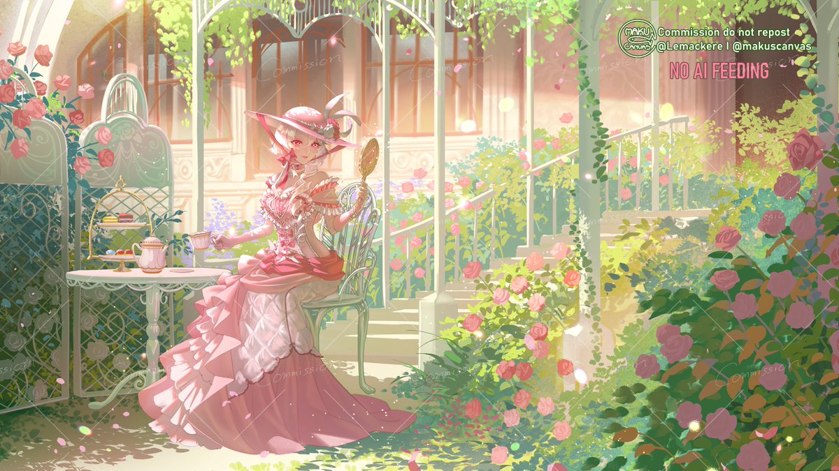 Lemackere's tweet photo. a rose garden commission 🌷 https://t.co/kKGmQBsMmU