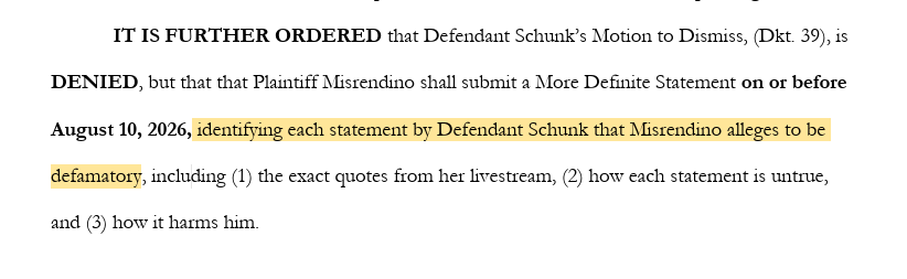 minimac1337's tweet photo. @Ragetear_X @HJensen10566 @cliplug The order in the court doc is very clearly asking for all defamatory statements. The case as a whole is going to trial because there are accusations of a sexual nature but nothing else has been said about any specific statements. https://t.co/bmGy5aEwk8