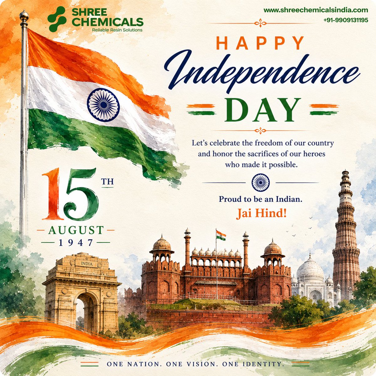 ShreeChemtrx's tweet photo. 🇮🇳 Happy Independence Day! 🇮🇳

Let’s celebrate the spirit of freedom, honor the sacrifices of our heroes, and work together for a stronger, brighter India.

Proud to be Indian. Jai Hind! 🇮🇳

#IndependenceDay #15August #JaiHind #ProudIndian #India #Freedom #OneNationOneVision https://t.co/cAcaqEmN5G