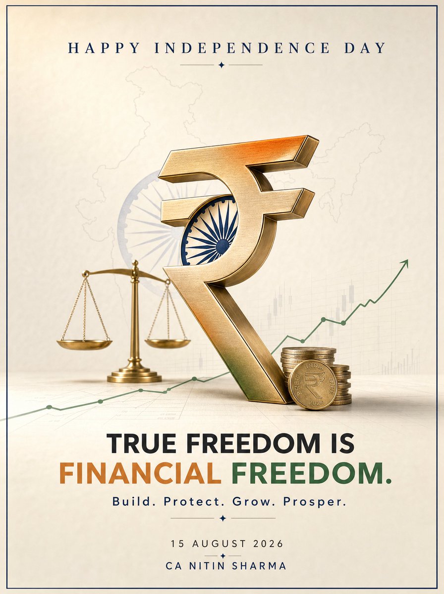 canitinsharmaa's tweet photo. 🇮🇳 True freedom is more than independence — it’s financial freedom.

This Independence Day, let’s celebrate by building a future where we are financially secure, independent and prepared for tomorrow.

Build. Protect. Grow. Prosper. 🇮🇳

Happy Independence Day! ❤️🤍💚 https://t.co/1S6tkCLuGN