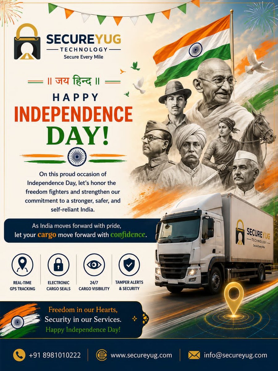 SecureYug's tweet photo. 🇮🇳 Freedom. Security. Progress.
This Independence Day, SecureYug celebrates the spirit of a stronger, safer &amp; smarter India. 🇮🇳
Happy Independence Day! Jai Hind! 🇮🇳
📞 8981010222
📧 contact@secureyug.com
🌐 https://t.co/xiqDdbVxzi https://t.co/YpZgJNeEup