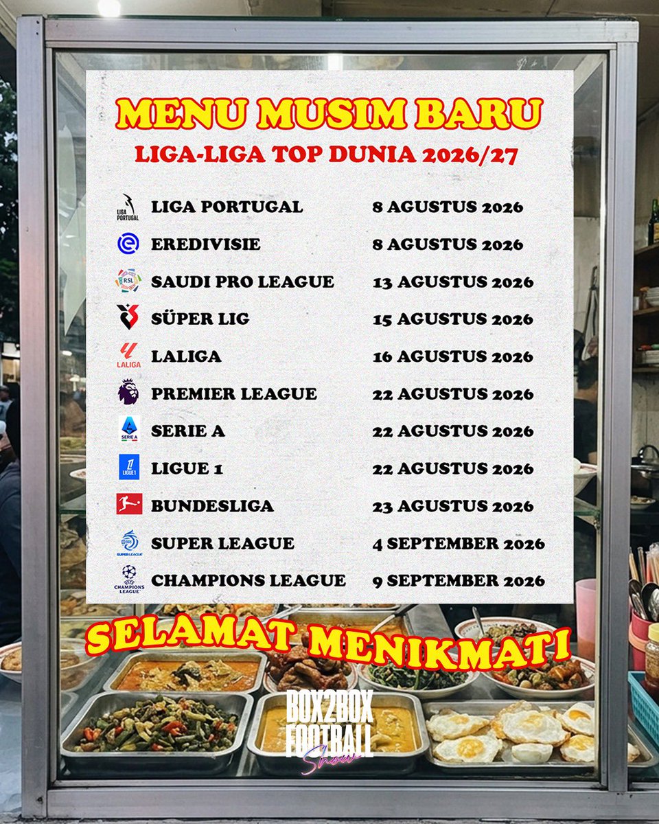 Box2BoxBola's tweet photo. JADWAL LIGA TOP DUNIA 🫵🏻🌍🔥

LIGA MANA YANG PALING KALIAN TUNGGU? https://t.co/nCQxliLMYd