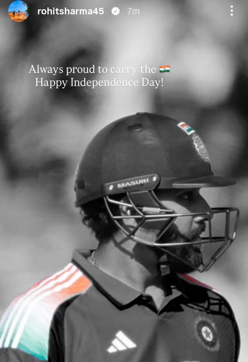 SPORTYVISHAL's tweet photo. Hitman Rohit Sharma Insta story on Independence day 🇮🇳🫡 !! https://t.co/MO4ivfC3Wy