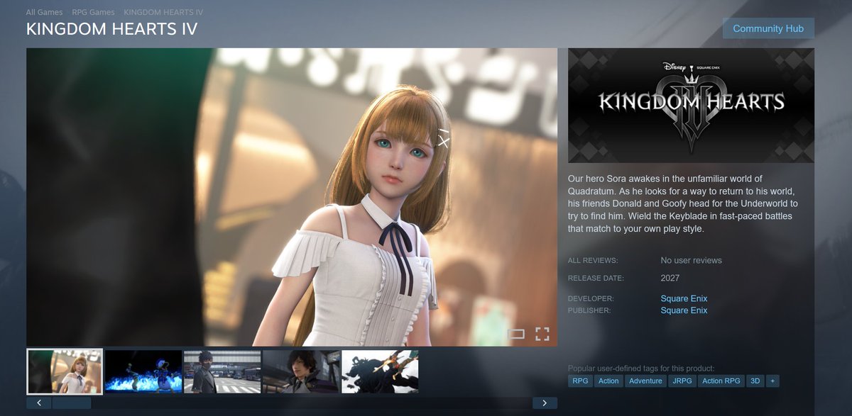 TropicalMaku's tweet photo. Kingdom Hearts 4 is officially up on Steam for wish listing with the 2027 release window. 

Its really happening. https://t.co/fxgQ6l6pFe