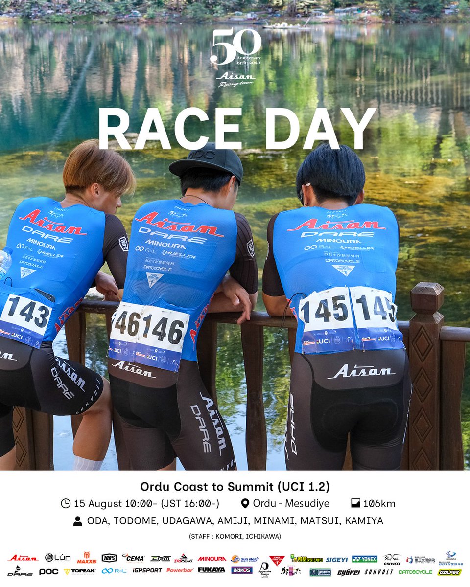 aisanracingteam's tweet photo. 【RACE DAY!!!】
Ordu Coast to Summit (UCI 1.2)
🗓️8月15日(土) 10:00~ (JST 16:00~)
📍 Ordu - Mesudiye 🇹🇷
🏁 106km
  
👤出場選手
織田聖
留目夕陽
宇田川塁
阿見寺俊哉
南和人
松井丈治
神谷啓人
※監督：小森　※メカニック：市川
　
#愛三工業株式会社 #愛三工業レーシングチーム #aisanracingteam