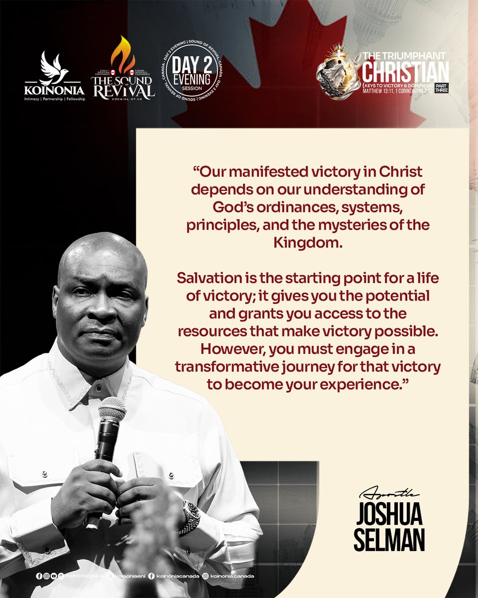 koinoniaeni's tweet photo. #ApostleJoshuaSelman
#TheTriumphantChristianPart3
#KeysToVictoryAndDominion
#TheSoundOfRevival2026
#SoundOfRevivalCanada
#KoinoniaGlobal https://t.co/JmD6XmlPcY