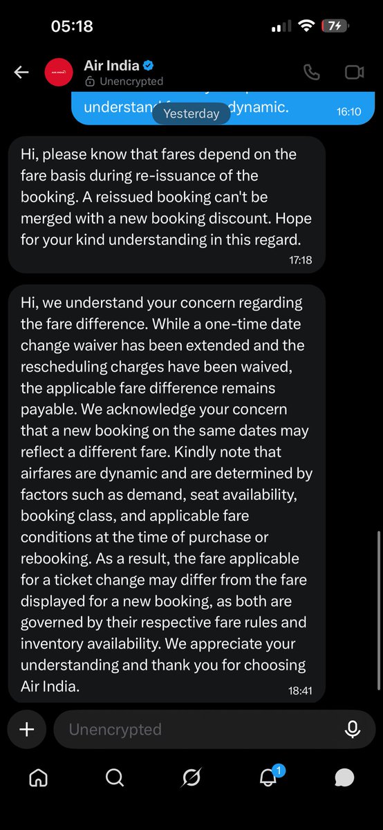 sg_jkt's tweet photo. @airindia ‘A reissued booking can’t be merged with a new booking discount’ so you admit the same flight, same date, same cabin is cheaper on your site. You just won’t honour it because I already paid ₹160k. That’s not a discount I’m after, it’s your published price, I’m charged ₹90k MORE https://t.co/iXVGvZ5QAY