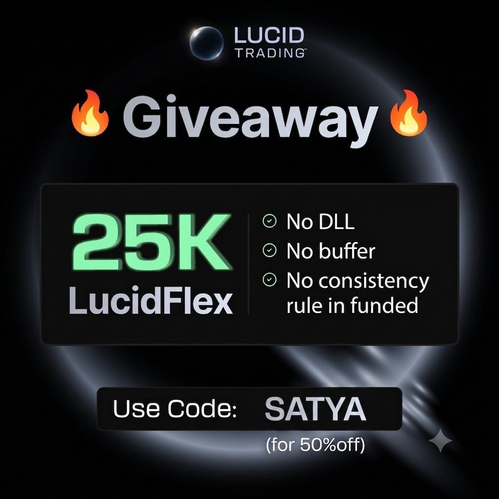 ambeingsatya's tweet photo. 🚨$150,000 worth Giveaway⚡️

3x 25k Acc for X (Twitter community)
3x 25k Acc for IG and  Discord  community(link - bio)

Rules

✅ Must comment “SATYA”

✅ Must tag 3 traders

✅ Must Follow 
@TradingLucid @ambeingsatya  
@JeffTrades_ @chandruVj13 
✅ Must Like and Repost

@grok
 gonna select the winners ( only who follow all the above)

Join the community (link in the bio) for Market updates & classes.

Duration- one week🤝🏼
#Giveaway #Contest #Sweepstakes #Win #GiveawayAlert