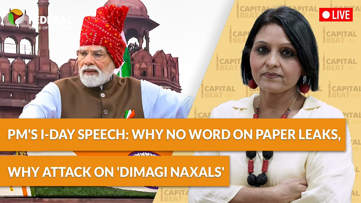 TheFederal_News's tweet photo. LIVE | I-Day speech: PM Modi warns of weaponisation of resources, sea routes; urges energy self-reliance
WATCH | https://t.co/D0Dh6oQkzn
For more such videos, subscribe: https://t.co/looqfhR07r
#IndependenceDay2026 #PMModi #RedFortSpeech #ModiSpeech #IndependenceDay #AITraining #DimagiNaxals #NEET #GenZ #EconomicSecurity #EnergySecurity #TheFederal #IndiaPolitics #NarendraModi
