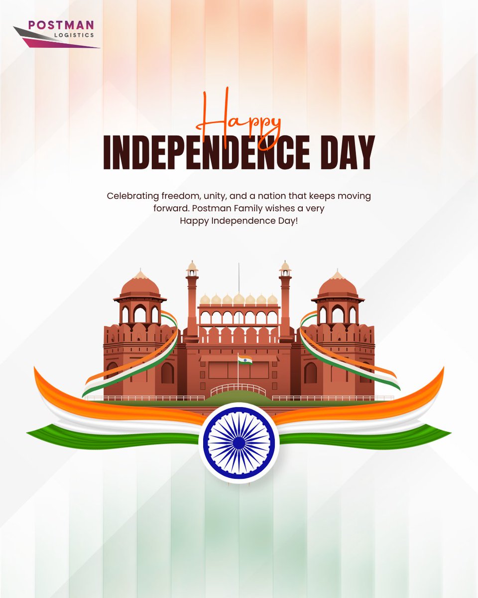 postmanlogistic's tweet photo. Moving India Forward, Together🇮🇳
This Independence Day, we celebrate the spirit of freedom, progress, and the journeys that connect our nation.
Here’s to a stronger India, one delivery at a time🚚
Happy Independence Day! 🇮🇳
#IndependenceDay #15August #postmanlogistics https://t.co/ch7pW07ri8