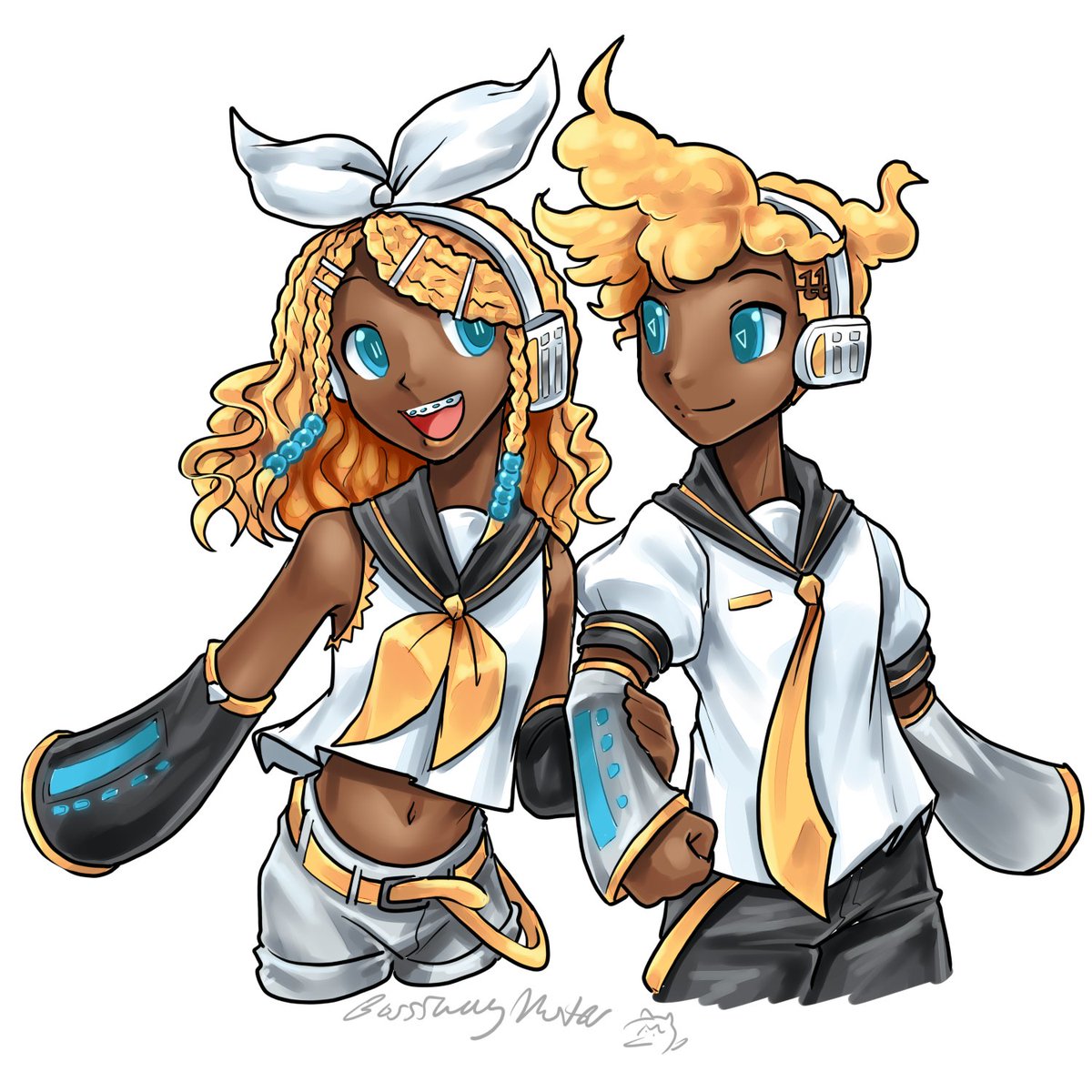 BossSwagMaster_'s tweet photo. i had to draw rin and len too i like yellow https://t.co/EJj18fQKlw