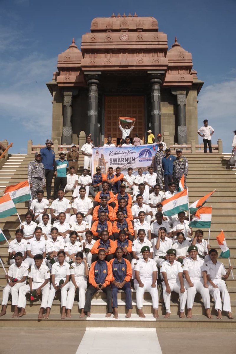 NCCPondicherry's tweet photo. Cadets   take a  pause from the voyage  while reconnecting with our rich maritime heritage at Kanyakumari. 🌊🇮🇳 #Ocean Sailing Expedition

A connection with history, and renewed energy for the journey ahead!

#ProjectSwarnum #KadalukkuPovom @NCCDte_TNPAN @CMOTamilnadu @HQ_DG_NCC https://t.co/LycyeKPDw4