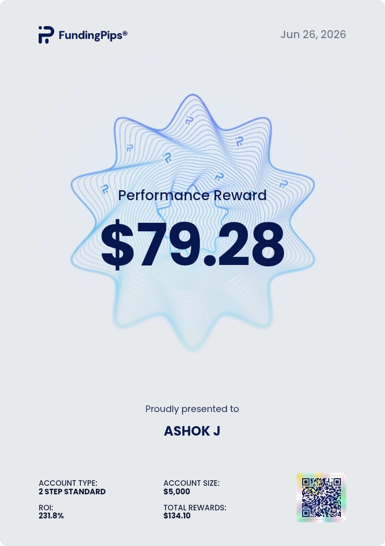 Ashok_0301's tweet photo. Hi, I’m Ashok. I started trading indices last June, and I decided to try a $5K funded account with @fundingpips . I managed to pass the challenge in February this year. Since then, I’ve received four payouts with FP in the same account. https://t.co/bzy0OdBI2n