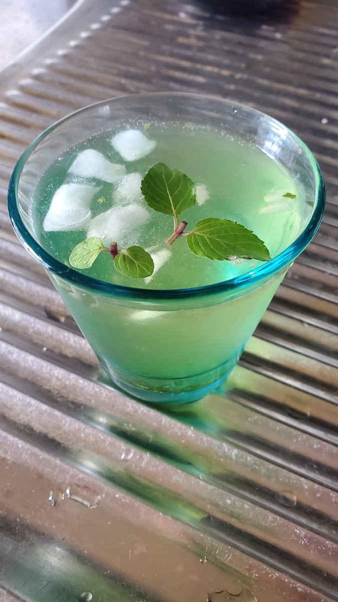 Buccho14's tweet photo. ミント緑茶🌱お気に入りのグラスが綺麗。 https://t.co/aiRbR6MWwX