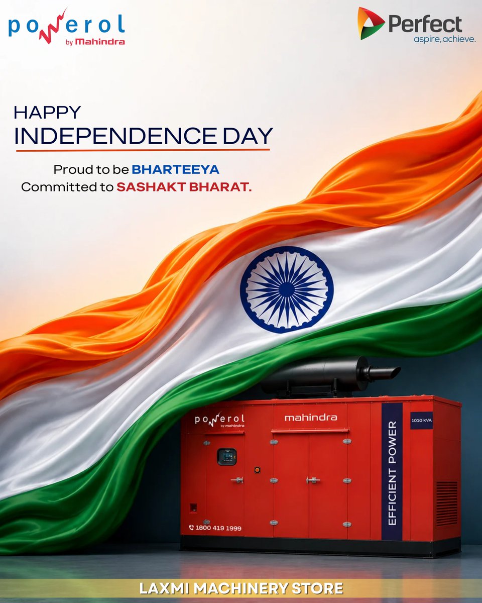 rs198591's tweet photo. 🇮🇳 Celebrating the spirit of freedom and powering the journey towards a stronger India. 🇮🇳

Wishing everyone a very Happy Independence Day!

                                     — Laxmi Machinery Store

#HappyIndependenceDay #IndependenceDay https://t.co/W90Fm7ZFZW
