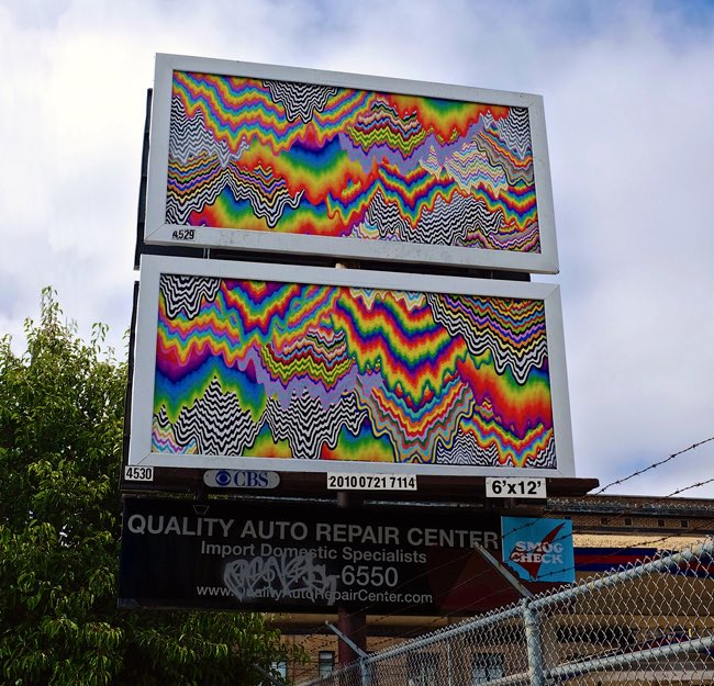 AbieKatz's tweet photo. @micsolana In 2014 there was a public art project by the non profit Art City Project that took over 11 billboards, 4 bus shelters, and 3 buses and it gave me a surprising amount of joy to see https://t.co/8PFRIyIci3