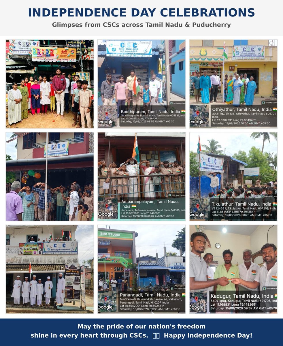 CSCTamilNadu's tweet photo. May the pride of our nation's freedom shine in every heart forever through CSCs.Happy Independence Day. https://t.co/6Kn06c7ntP