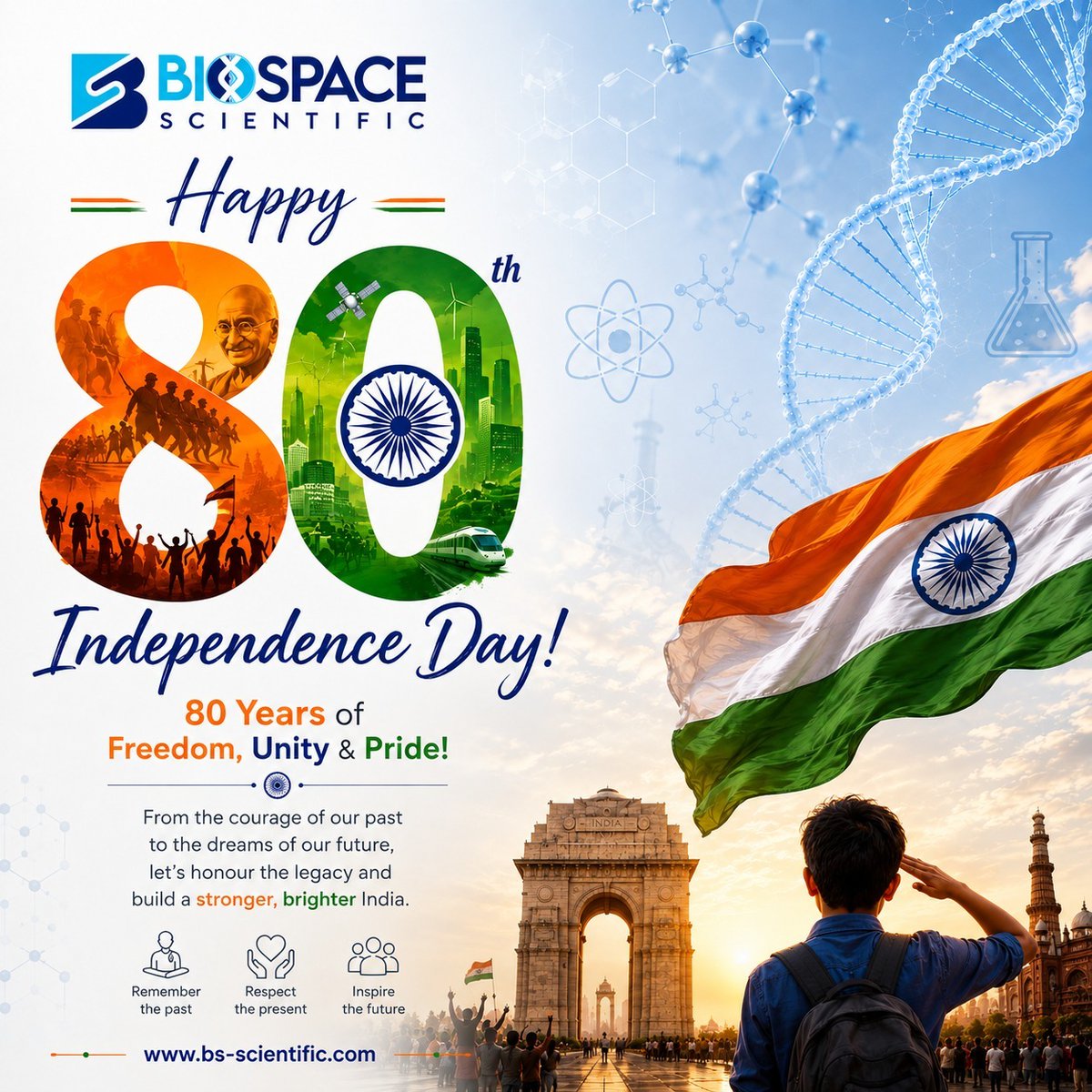biospace_01's tweet photo. Happy 80th Independence Day!

At Biospace Scientific, we honor the spirit of innovation, discovery, and progress that continues to drive India forward. 
.
.
Wishing everyone a proud and joyful Independence Day!
🌐 Website: https://t.co/sUWyHJuJAB
#HappyIndependenceDay https://t.co/dik5F0SDEq