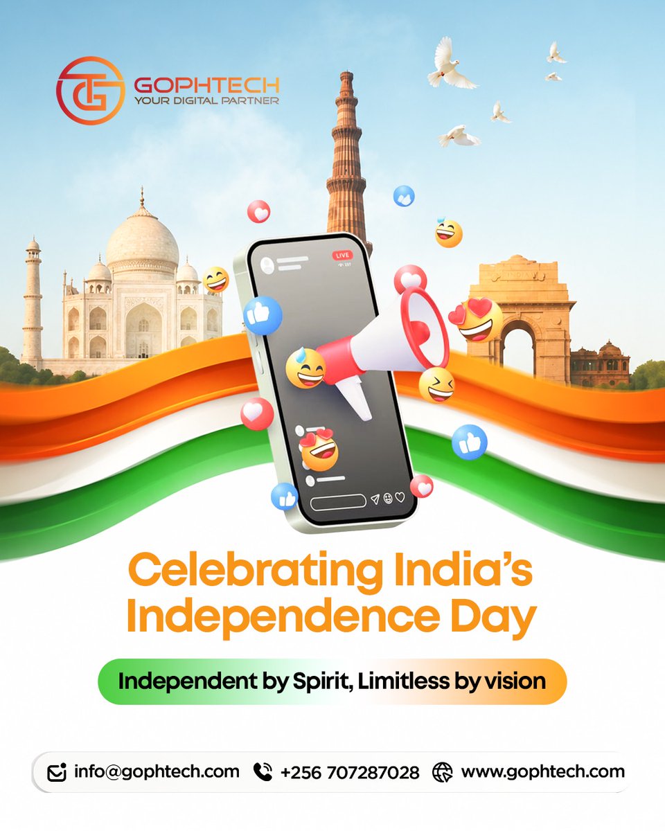 GophTech's tweet photo. ✨ Celebrating the spirit of freedom, innovation, and endless possibilities!

This Independence Day, Gophtech celebrates a nation that continues to dream, innovate, and move forward. beyond limits.
Wishing everyone a very Happy Independence Day!

#HappyIndependenceDay https://t.co/wvT5iwoZco