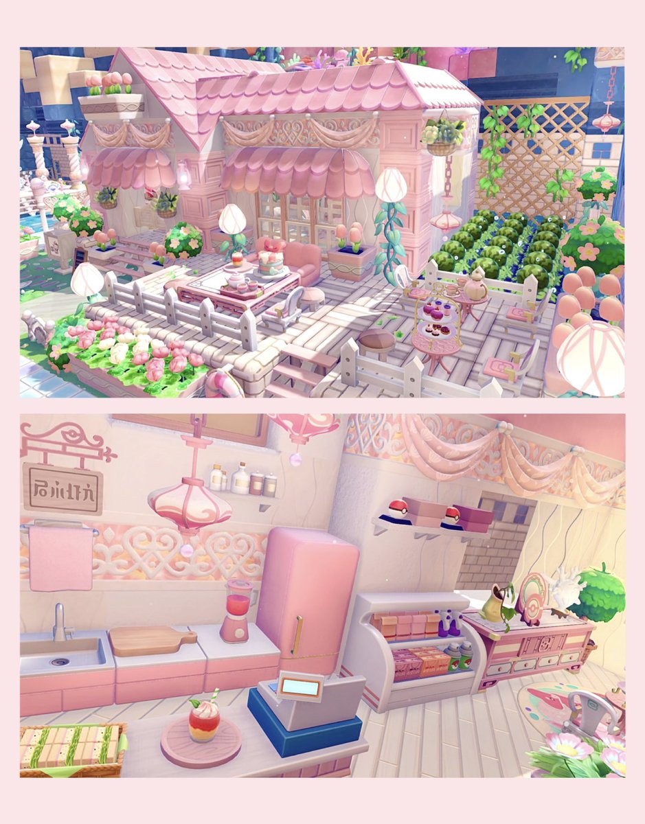 rima_arlertou's tweet photo. うみぞこの街のカフェ☕🎀⟡.·

(画像1枚目) ↑ before／After ↓

元々あった建物を、サニーゴ達のイメージに合わせて作り直しました🫶🏻
#ぽこあポケモン https://t.co/XwwIQMlmDW