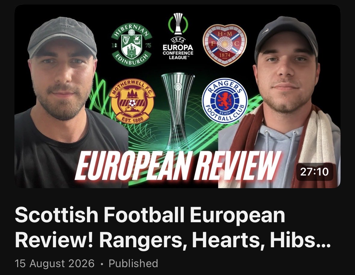 TheTartanStand's tweet photo. Rangers &amp; Hearts drop into the Conference League play offs, while Hibs &amp; Motherwell continue their European journeys.

We’ve got fans from all four clubs discussing the latest games, performances and what comes next.

Full review  
https://t.co/JRXYOqpnfd https://t.co/KosgWMFywu