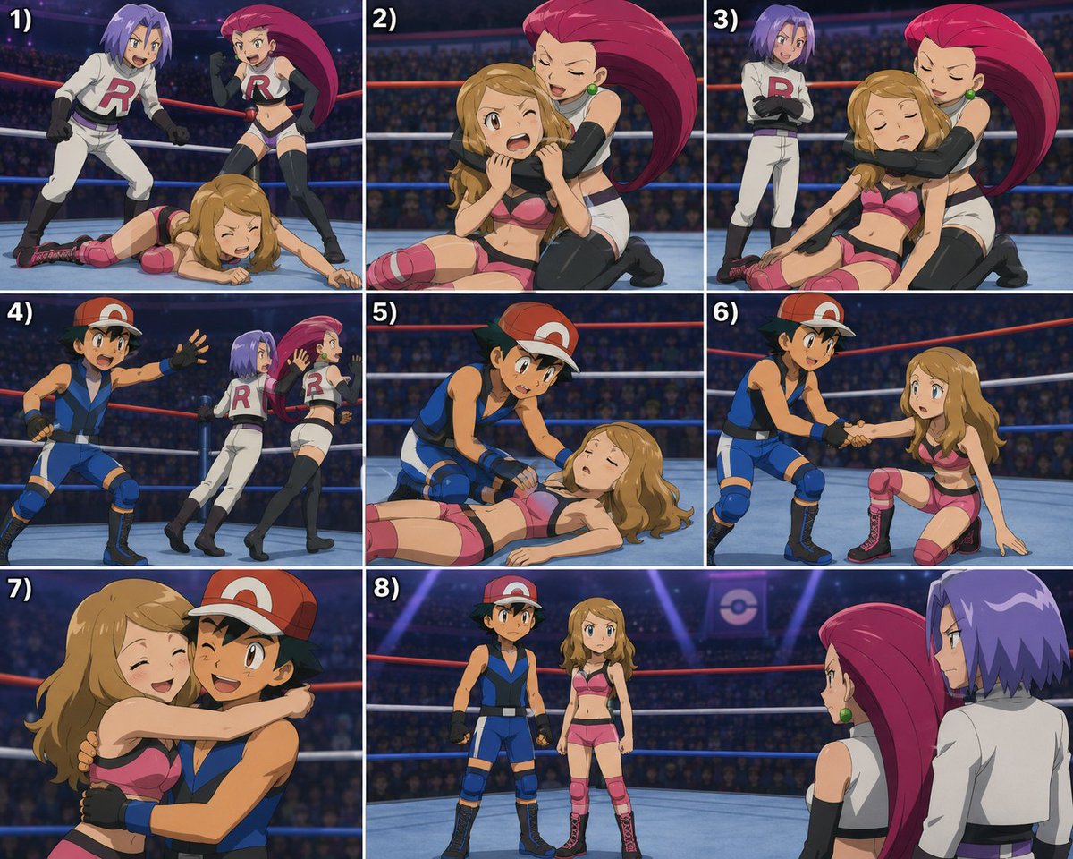 KnockoutsPoke's tweet photo. Serena from the Pokémon Anime, getting attacked by Team Rocket, in a wrestling ring, and gets knocked out by a Sleeperhold from Jessie before Ash comes to save her

#wrestling #puttosleep #sleep #sleeperhold #passedout #knockedout #unconscious #pokemon #ash #serena #james #jessie https://t.co/2PjDll34sn