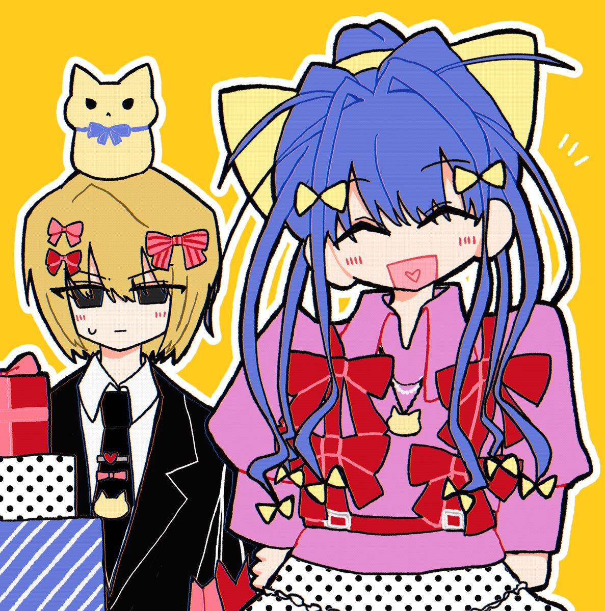 uni_wo_'s tweet photo. リボンいっぱいネオンちゃんと巻き込まれクラピカ
#hxh https://t.co/II7yTWDKEz