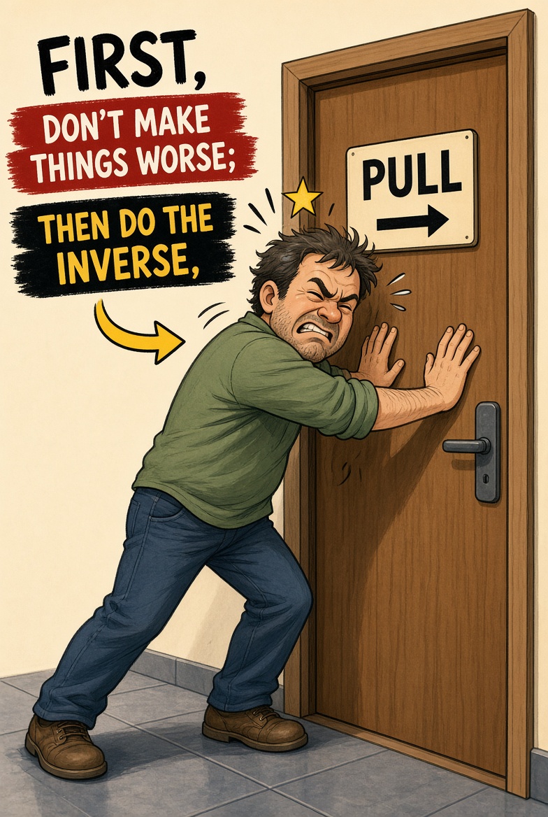 aaronhammel's tweet photo. First, don’t make things worse; then do the inverse. https://t.co/EOchuiZkLo