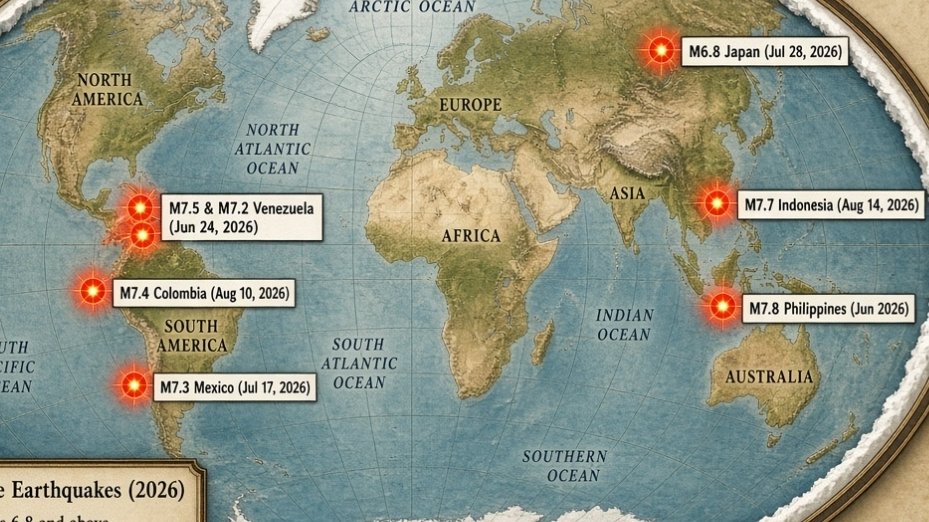 Frankpkopp's tweet photo. I asked Grok multiple times to draw a flat earth map showing the recent earthquakes however Grok refused to do it every time. 
So I've attempted to add numbers 1-6 on this flat earth map.

Interesting that the quakes go in a line (kind of).
@elonmusk @grok https://t.co/g255iPBmFK