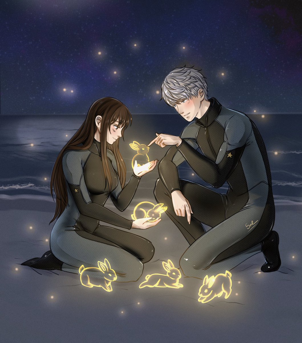 thesasaem's tweet photo. ⭐️ Here’s my piece for @LADSFestivals #ladseasidefest 

Xav is helping MC to make light bunnies 🐰 💫 

Here’s the rest of my amazing group!
@misacchi04 
@7eeg9 
@catboy_jie https://t.co/r8TC3J6tEu