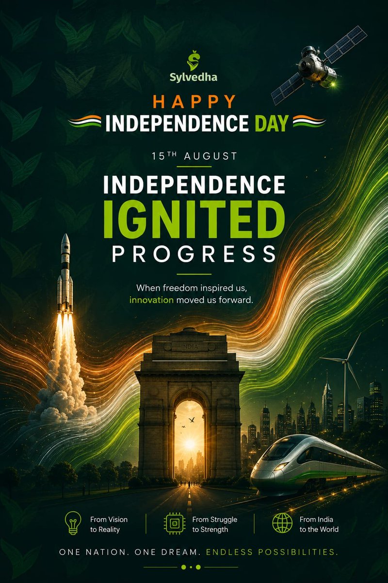 Sylvedha's tweet photo. 🇮🇳 Freedom. Innovation. Progress. 🚀

One Nation. One Dream. Endless Possibilities.

Happy Independence Day! 🇮🇳

#IndependenceDay #India #Sylvedha https://t.co/WWi7aXCX8h
