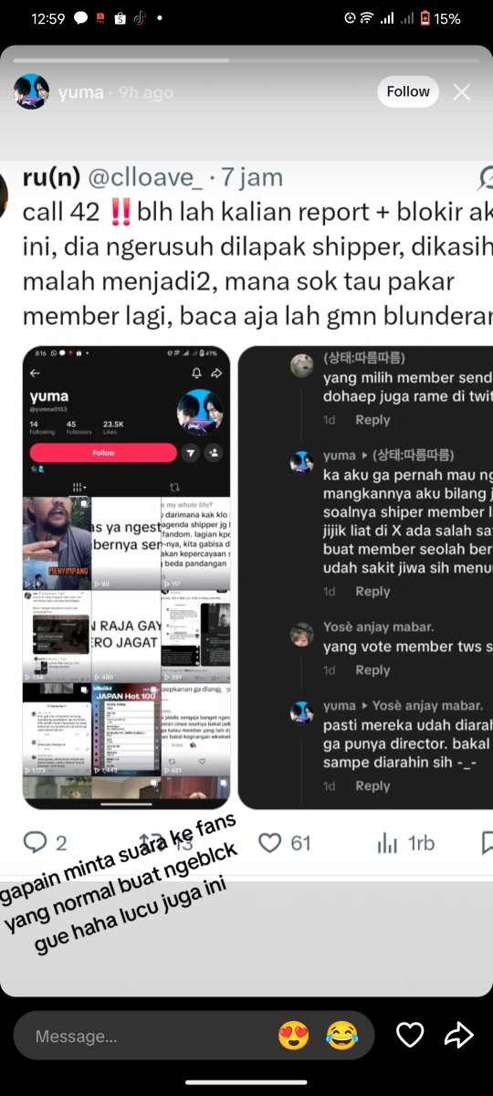 clloave_'s tweet photo. lah elu gk normal, mana pernah ngatain yoje sok imut. 42 normal gk pernah ngatain member dgn iming2 'umur'. LU YG LUCU. PERGI LU DARI FANDOM INI. https://t.co/XtvL8cE0yD