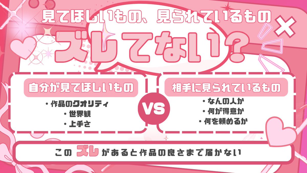 suzu_0292's tweet photo. 頑張って作品を作っていると、
つい 「作品の良さを見てほしい」 
って思いますよね☺️
でも実際に相手が最初に見ているのは、

・何をしている人なのか
・何が得意なのか
・どんな依頼ができるのか

だったりします。
自分は「作品のクオリティ」を見てほしい。
でも相手はその前に
“自分に合う人かどうか” を見ている。
このズレがあるだけで、
その人や作品の良さまで届きにくくなることもあります💦

作品を磨くことと同じくらい、
相手がどこを見ているかを整えること も大事だなと思います🤲