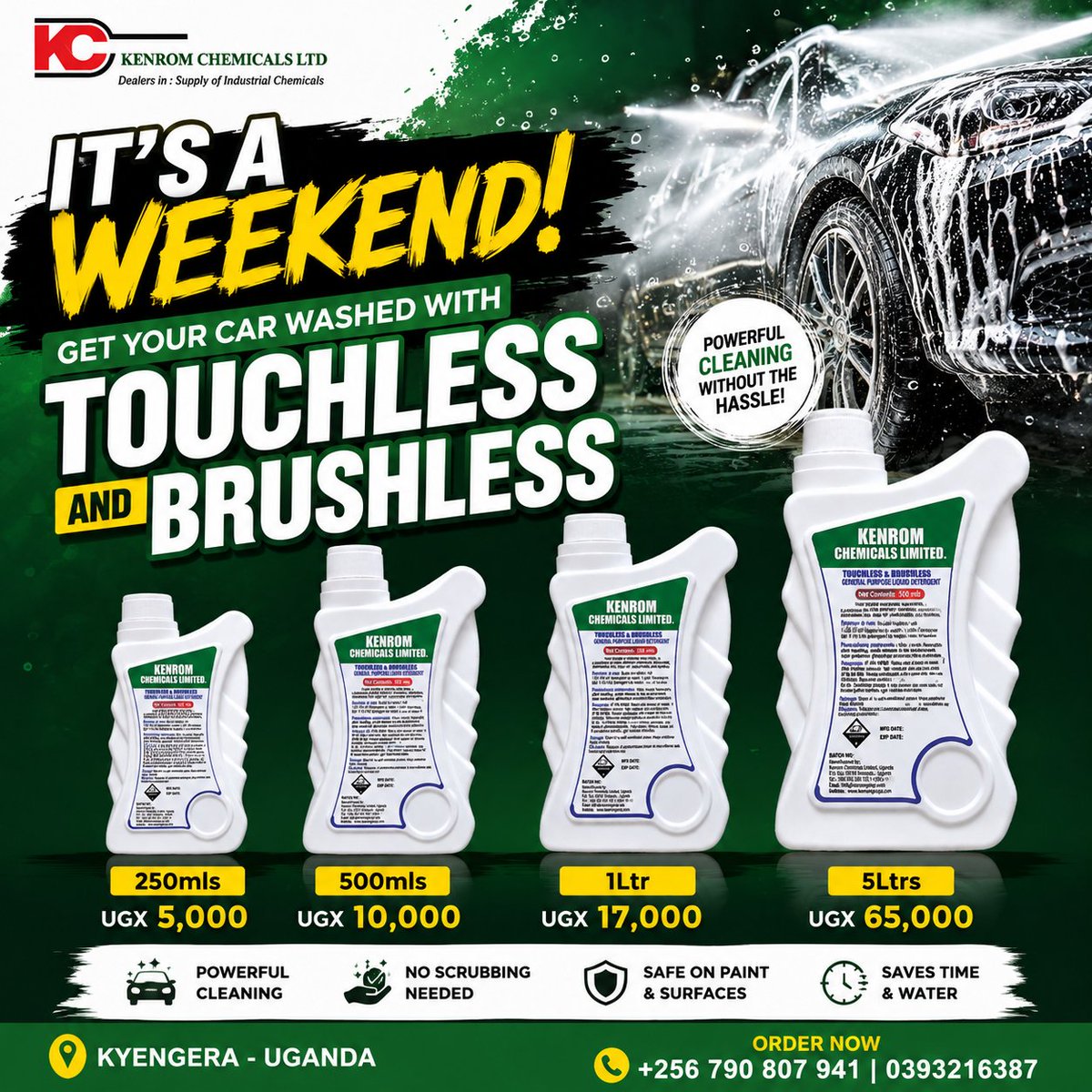 KenromChemcals's tweet photo. IT’S A WEEKEND!

Welcome back from King Saha’s Tondeka e Kololo and Damasco’s Very Weelo🔥

Get your car washed very well with Touchless &amp; Brushless so you’re ready to hit #VinkaLiveAndLoud at Lugogo next Friday

Your car deserves to shine
#TouchlessAndBrushless #KenromChemicals https://t.co/Jy5M7gSgwD