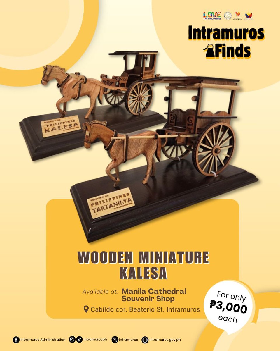 Intramuros's tweet photo. This week’s 𝑰𝒏𝒕𝒓𝒂𝒎𝒖𝒓𝒐𝒔 𝑭𝒊𝒏𝒅𝒔 features these beautifully crafted 𝗪𝗼𝗼𝗱𝗲𝗻 𝗠𝗶𝗻𝗶𝗮𝘁𝘂𝗿𝗲 𝗞𝗮𝗹𝗲𝘀𝗮, available at the 𝗠𝗮𝗻𝗶𝗹𝗮 𝗖𝗮𝘁𝗵𝗲𝗱𝗿𝗮𝗹 𝗦𝗼𝘂𝘃𝗲𝗻𝗶𝗿 𝗦𝗵𝗼𝗽.

#LoveIntramuros
#LoveThePhilippines
#Intramuros
#Souvenirs https://t.co/f3zshrz1kp