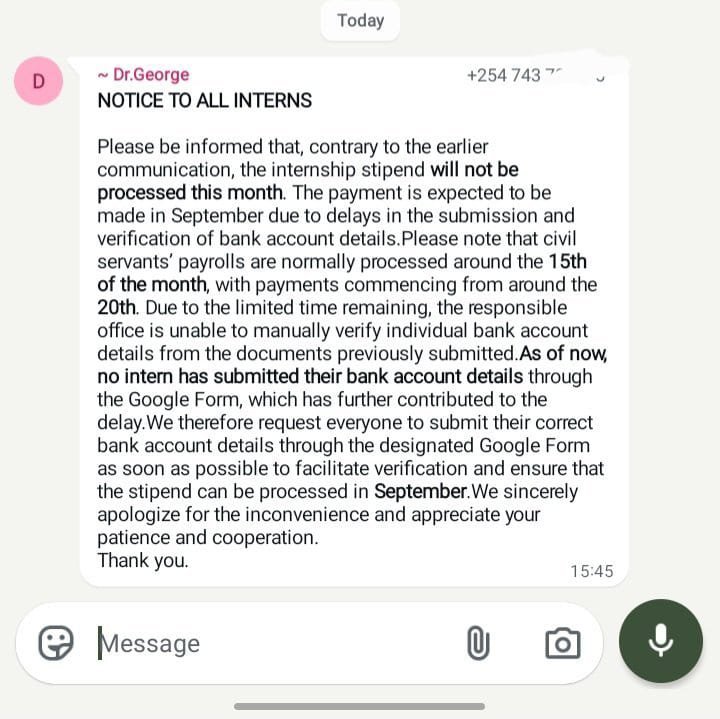 buldozer___'s tweet photo. Look how this ministry is traumatizing the interns yet the Minister is up and down doing politics #payinterns @MOH_Kenya https://t.co/i8AO6LU4Km