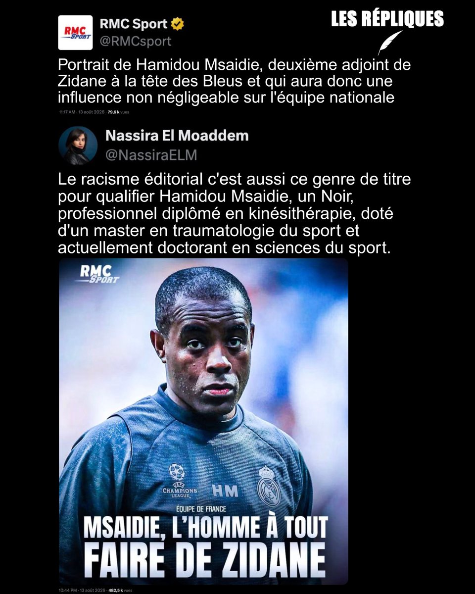 Les_Repliques's tweet photo. "Msaidie, l'homme à tout faire de Zidane" titre @RMCsport 

@NassiraELM https://t.co/c8NEyAKj5b