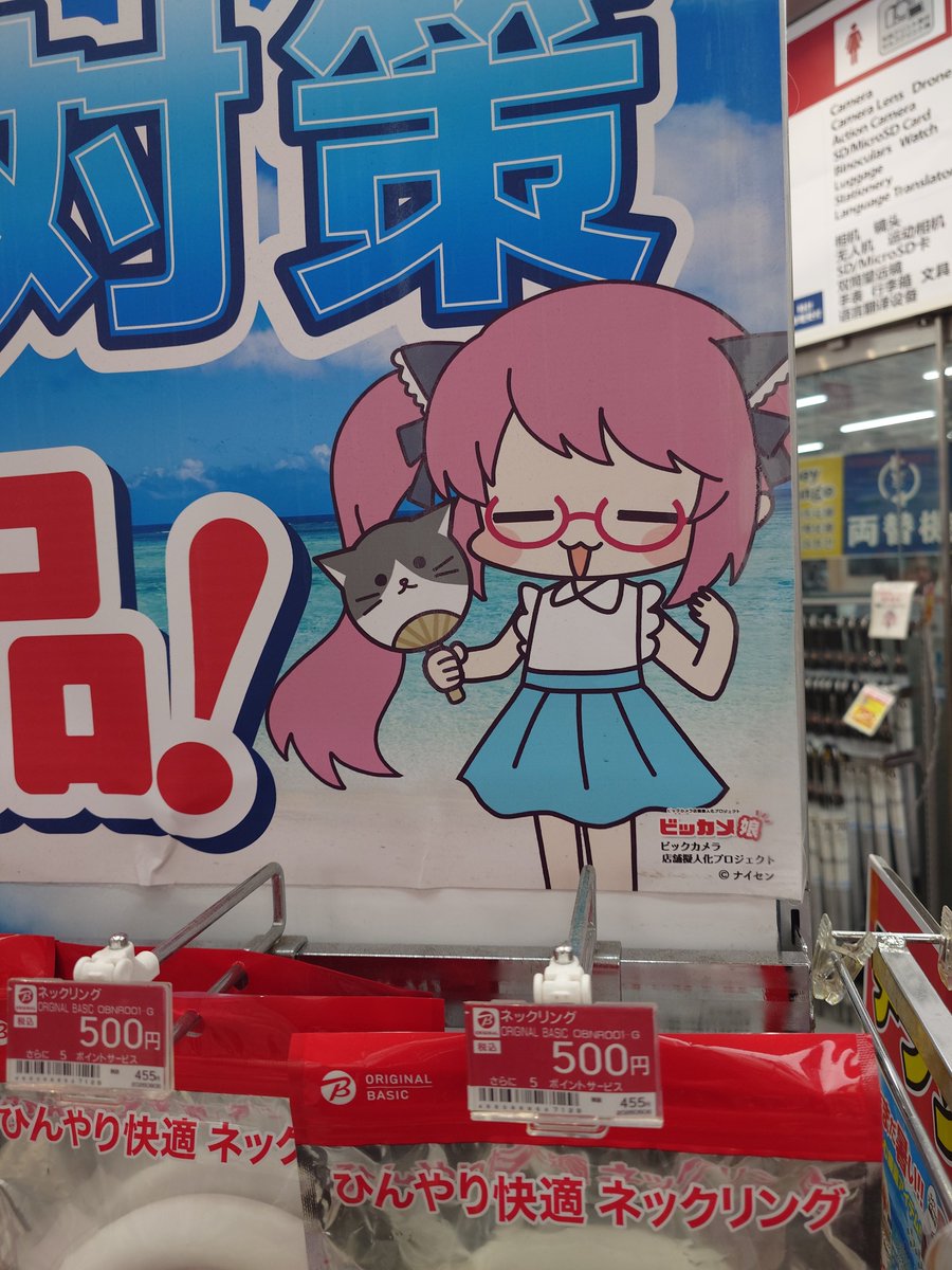 jan_mark2's tweet photo. 今日　#ビッカメ娘
#アキバたん
コミケの帰りに　#アキバたん　の所へ。
トレイン名刺とビッ旅名刺、通常名刺を貰ってポカリを購入。
メイドアキバたんがいなくなっている！ https://t.co/ddeUB0hoHI