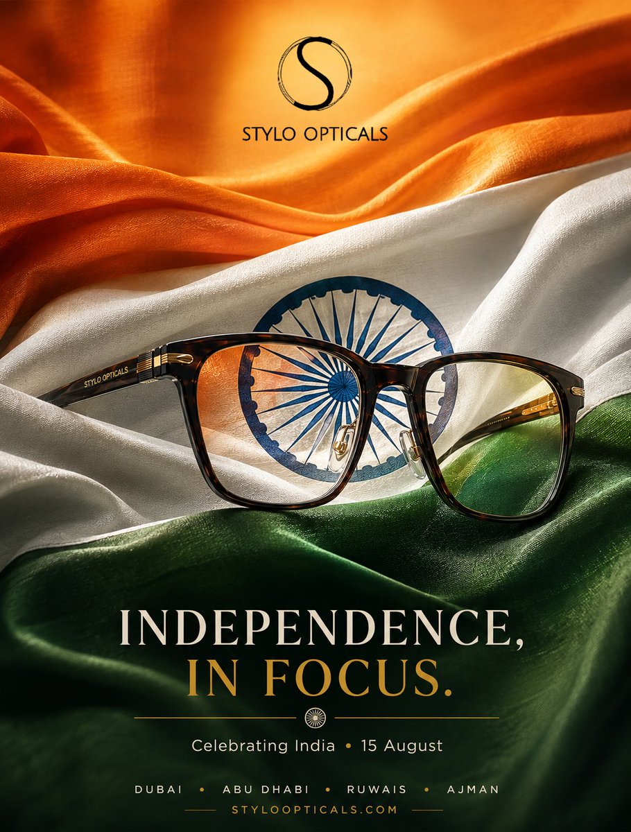 styloopticalss's tweet photo. Independence, in focus. 🇮🇳

Celebrating the freedom that shaped a nation and the vision that continues to move it forward.

Stylo Opticals wishes everyone a Happy 80th Independence Day! 🇮🇳

#IndependenceDay #India #StyloOpticals https://t.co/TGvZTNPXHB