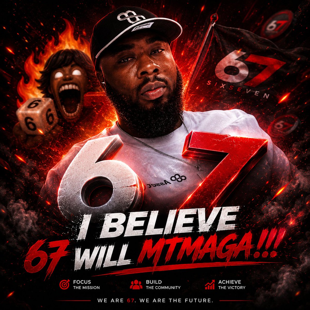 Vindicatedchidi's tweet photo. 🚨 Attention: Community Task for 67 Believers!!!
STEP ONE: Upload Two pictures on your chatgpt
➡️Image 1: The official @sixsevenapp project artwork/logo.
➡️Image 2: Your personal profile picture.
STEP TWO: COPY THIS AND PASTE👇
Use the uploaded 67 artwork and my profile picture as references. Create a cinematic, premium 67 poster featuring me as the main character.
Preserve my recognizable face, skin tone, hairstyle, and overall identity—do not replace me with a generic character. Blend the 67 branding into a dark, futuristic Web3 background with dramatic lighting, red glow, sparks, smoke, and glossy 3D elements.
Add the exact text:
I BELIEVE
67 WILL MTMAGA!!!
Make it bold, powerful, clean, and community-focused. Keep the 67 identity prominent and use a 1:1 square format optimized for X.
👇