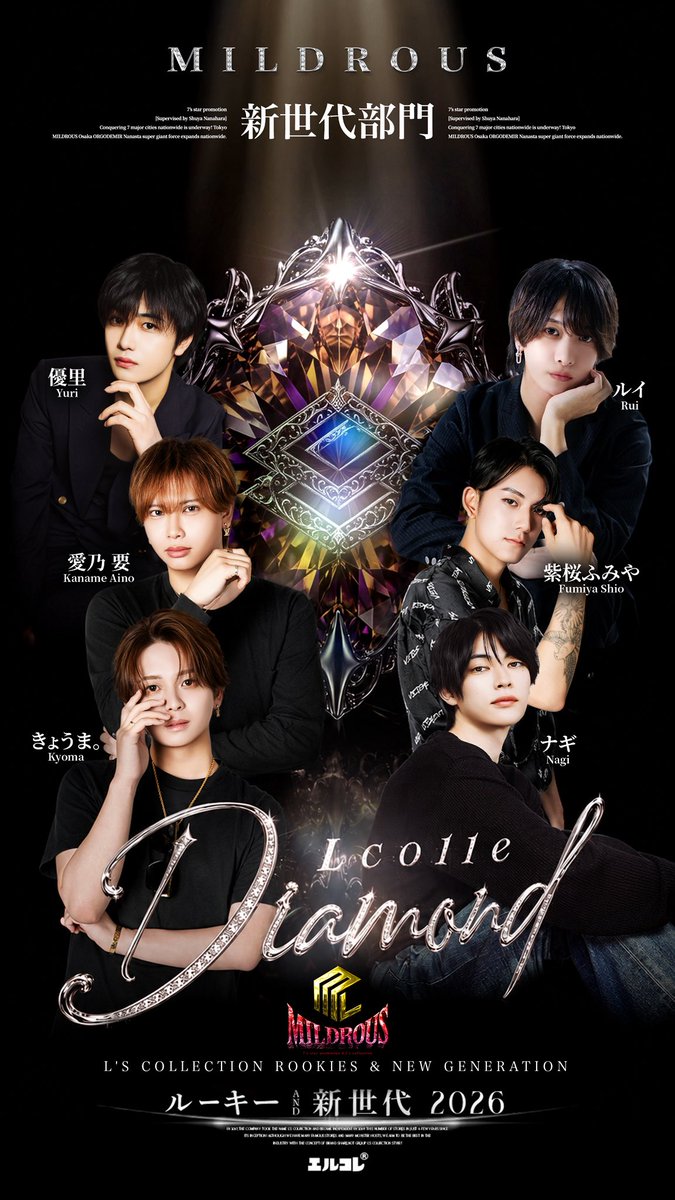 7staMILDROUS's tweet photo. 【𝐌𝐈𝐋𝐃𝐑𝐎𝐔𝐒 𝐈𝐧𝐟𝐨𝐫𝐦𝐚𝐭𝐢𝐨𝐧】
 
 𝐋𝐂𝐎𝐋𝐋𝐄 𝐃𝐈𝐀𝐌𝐎𝐍𝐃 𝟐𝟎𝟐𝟔
      新世代部門 エントリー

きょうま。《 @mild_kyoma 》
ナギ《 @ERZYU9vAXLGAdXH 》
愛乃要《 @mld_knm 》
紫桜ふみや《 @fumi_mld 》
��里《 @clubice_yuuri 》
ルイ《 @kaito091599 》 https://t.co/QOE8vI0Xua